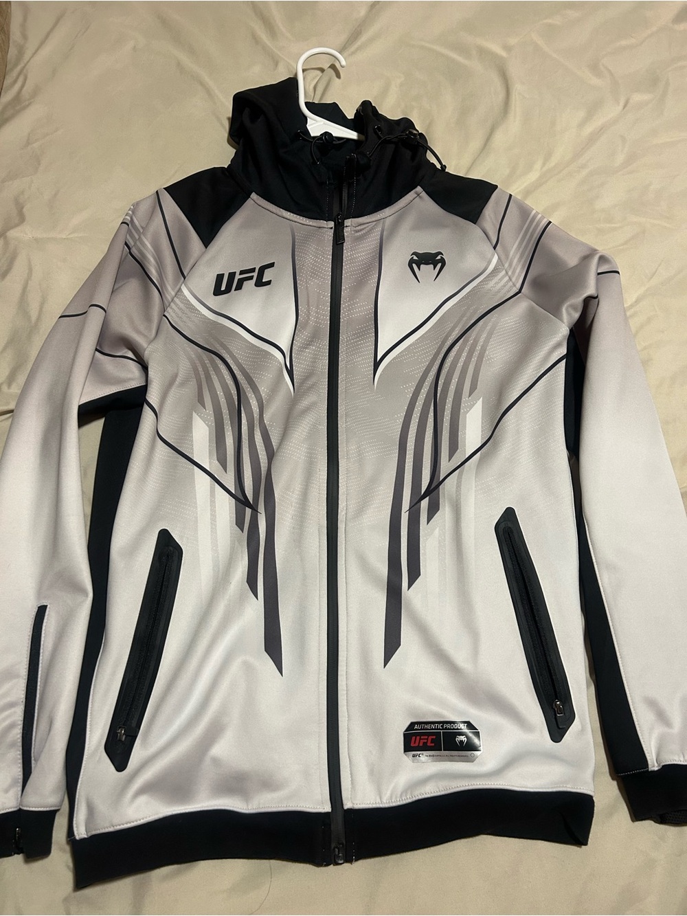 UFC Gray and Black Performance Hooded Jacket